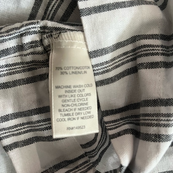 [2X]Alexander Jordan Linen Blend Striped Square Neck Blouse Boho Festive NWOT - Picture 5 of 5